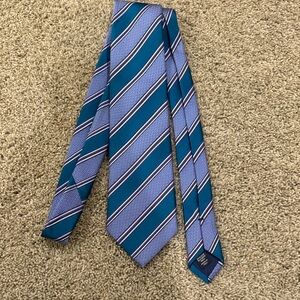 Ermenegildo Zegna Teal and Light Blue Diagonal Stripe Tie